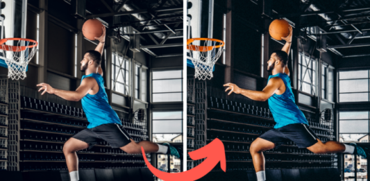 Top 10 Best Lightroom Presets for Basketball Best Lightroom Presets for Basketball. Before and after examples of photos edited by mobile presets: a picture of a man doing a slam dunk, and a photo of young women playing basketball