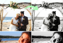 Top 65 Best Black and White Lightroom Presets Best Black and White Lightroom Presets for Mobile and Desktop - 2 examples of color photos (of a woman and of a bride and groom) edited with a mobile Lightroom preset