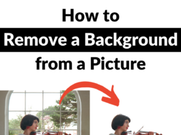 How to Remove a Background from a Picture How to remove a background from a picture. Example of a photo of a woman playing the violin - first is the before example with a window in the background, and second is the after example with no background.