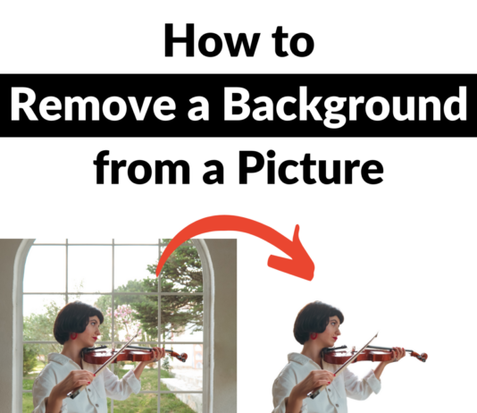 How to Remove a Background from a Picture How to remove a background from a picture. Example of a photo of a woman playing the violin - first is the before example with a window in the background, and second is the after example with no background.