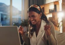 Taja Black Friday Deal Happy woman saving money online with the Taja Black Friday Sale