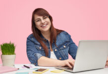 PLR Canva Templates Discount Happy woman buying PLR canva templates on sale