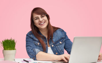 PLR Canva Templates Discount Happy woman buying PLR canva templates on sale