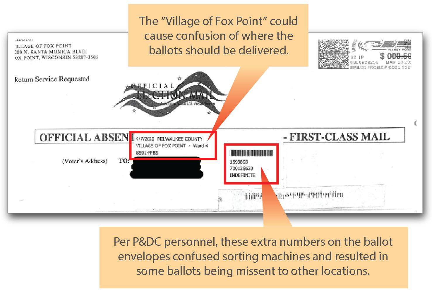 Absentee ballot envelope