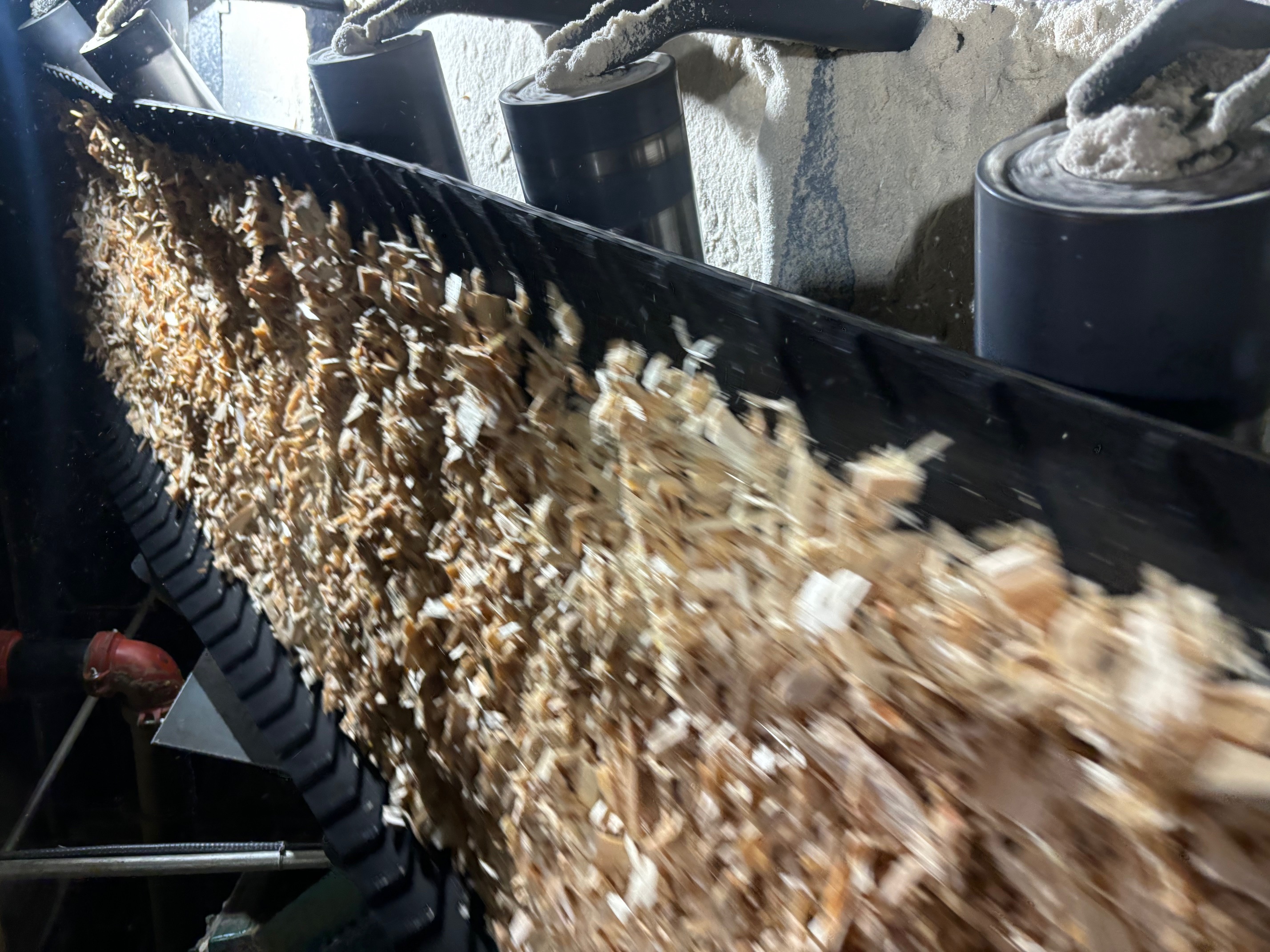 MIPR Corp built conveyor and cleated belt hard at work