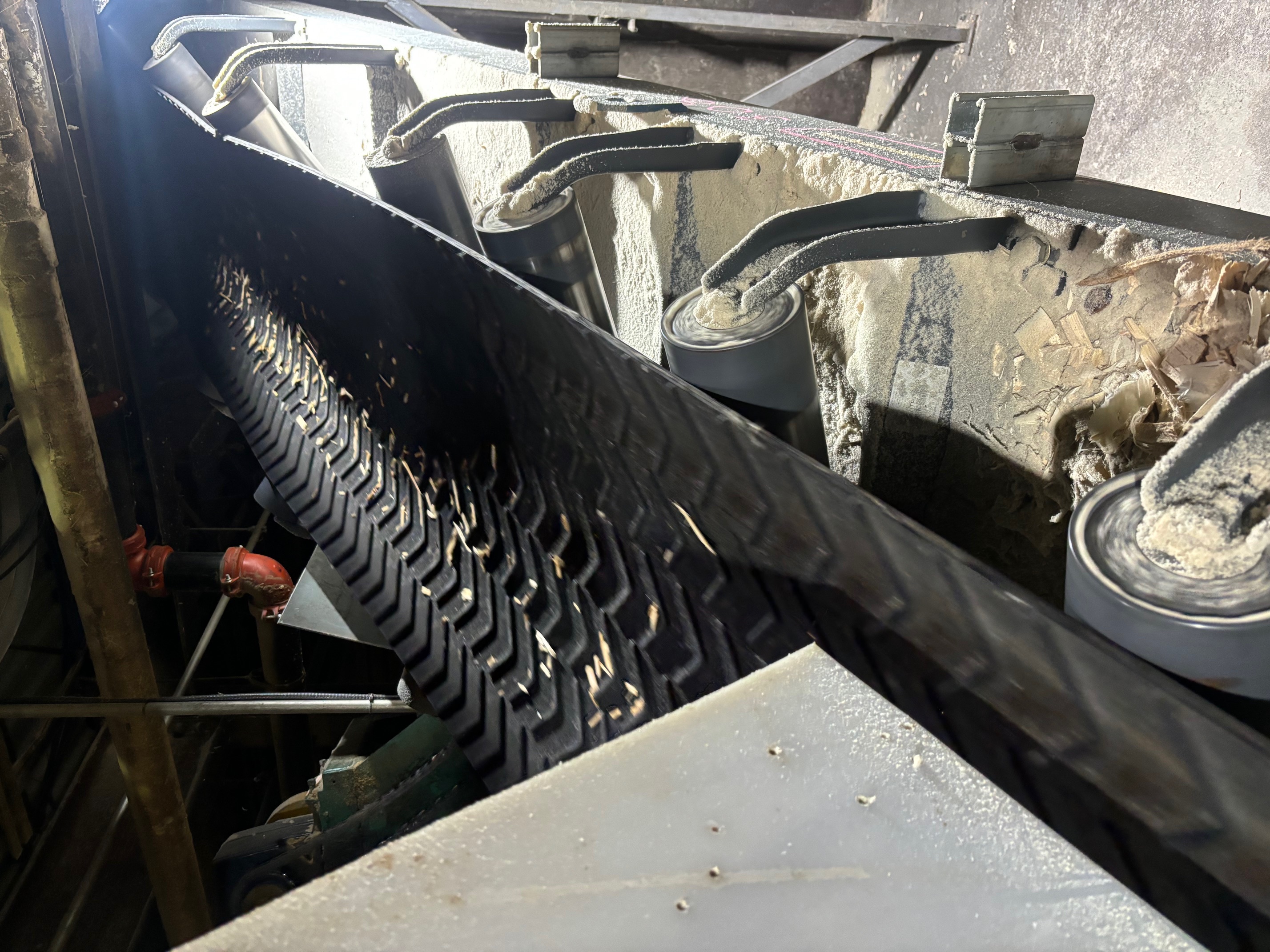 MIPR Corp built conveyor and cleated belt hard at work